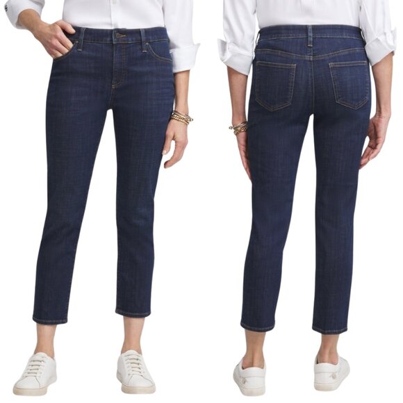Chico’s‎ Cropped Jeans So Slimming Girlfriend SZ 00/2 Dark Wash Stretch SZ 00/2 - Picture 1 of 16